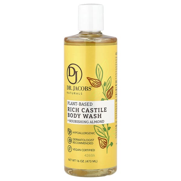 Dr. Jacobs Naturals, 식물성 성분 리치 카스티야 바디 워시, 너리싱 아몬드, 473ml(16oz)
