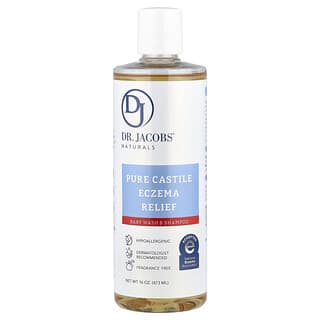 Dr. Jacobs Naturals, Pure Castile eksemlindring, babytvätt och schampo, oparfymerad, 473 ml
