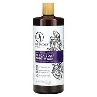 Dr. Jacobs Naturals, Pflanzliche afrikanische schwarze Seife, Duschgel, ätherisches Lavendel- und Muskatelleröl, 946 ml (32 oz.)