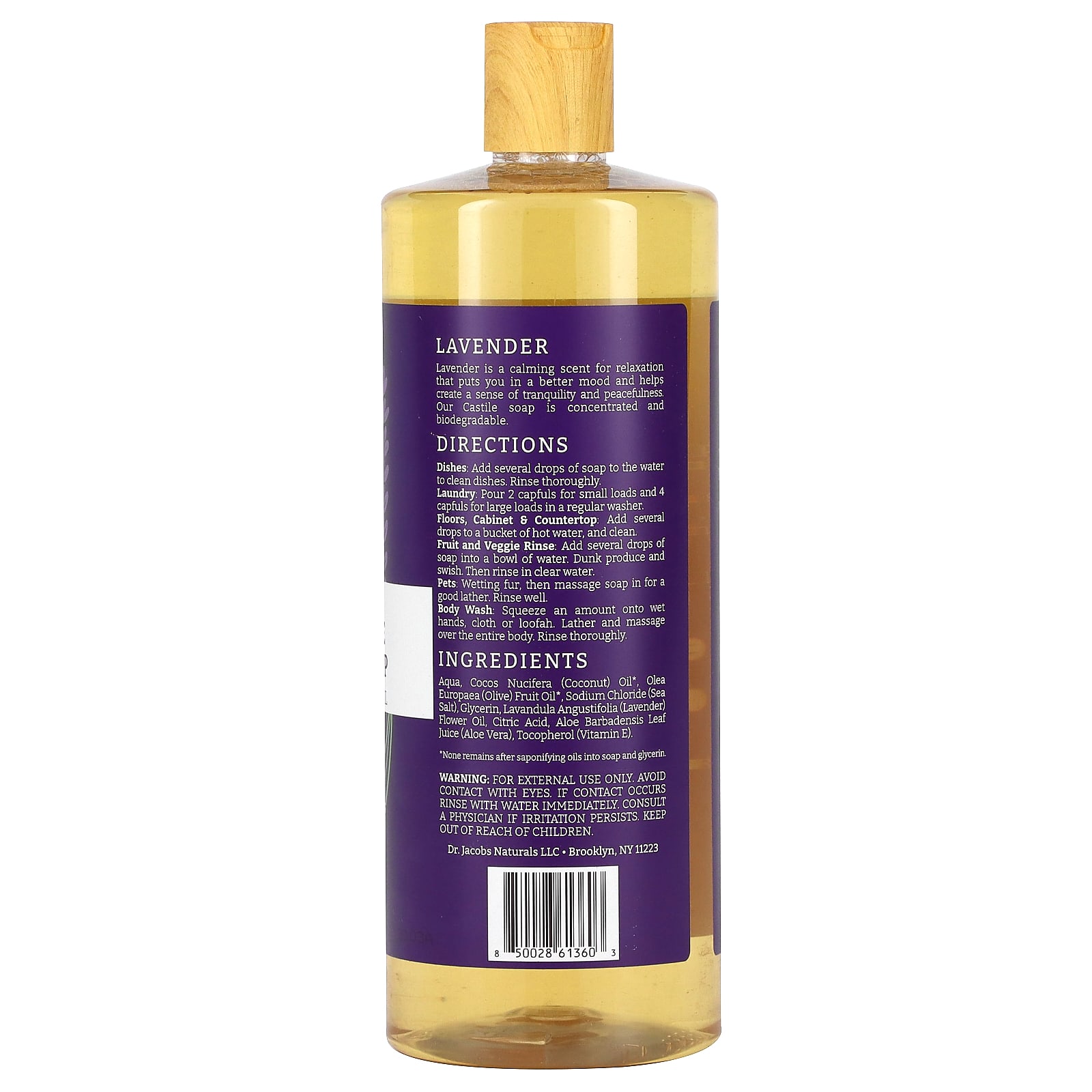 Dr. Jacobs Naturals, Plant-Based Pure Castile All-In-1 Soap, Lavender ...