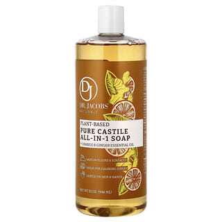 Dr. Jacobs Naturals, Plant-Based Pure Castile All-In-1 Soap, Orange & Ginger Essential Oil, 32 oz (946 ml)