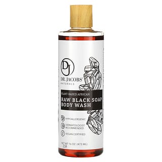 Dr. Jacobs Naturals, Bagnoschiuma con sapone nero crudo africano di origine vegetale, 473 ml