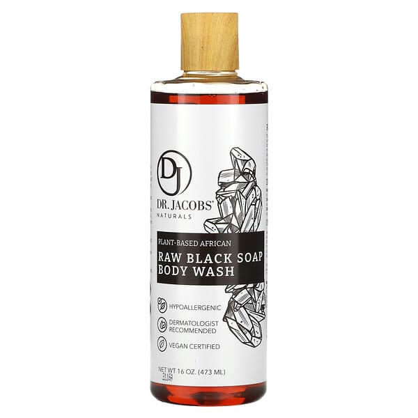 Dr. Jacobs Naturals, 植物基非洲原生黑皂沐浴露，16 盎司（473 毫升）