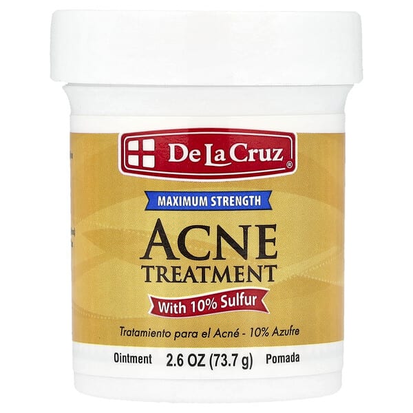 De La Cruz, 痤瘡護理軟膏，含 10% 硫，特強型，2.6 盎司（73.7 克）