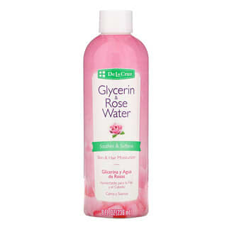 De La Cruz, Glycérine et eau de rose, Hydratant pour la peau et les cheveux, 236 ml
