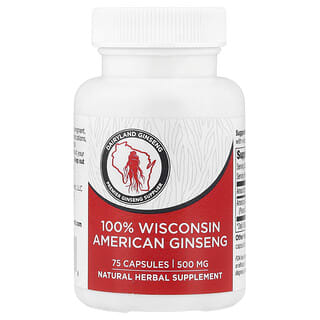 Dairyland Ginseng, 100% Wisconsin American Ginseng, 75 Capsules (500 mg per Capsule)