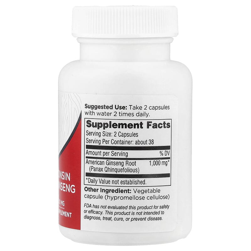 100％ウィスコンシンアメリカニンジン、500mg、75粒