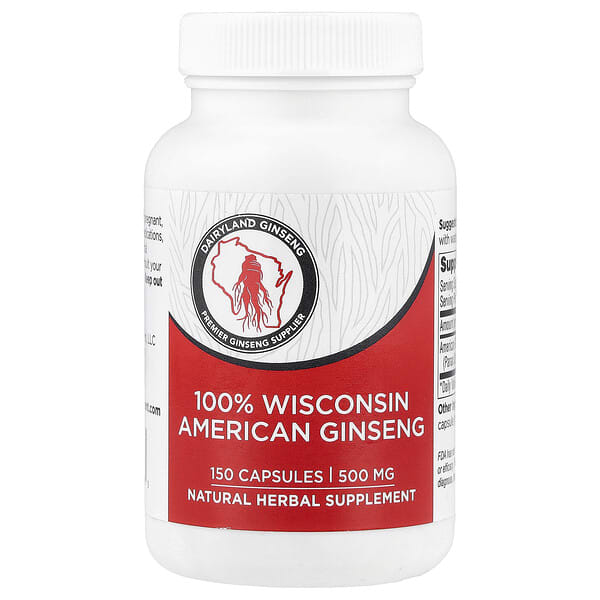 100% Wisconsin American Ginseng, 500 mg, 150 Capsules