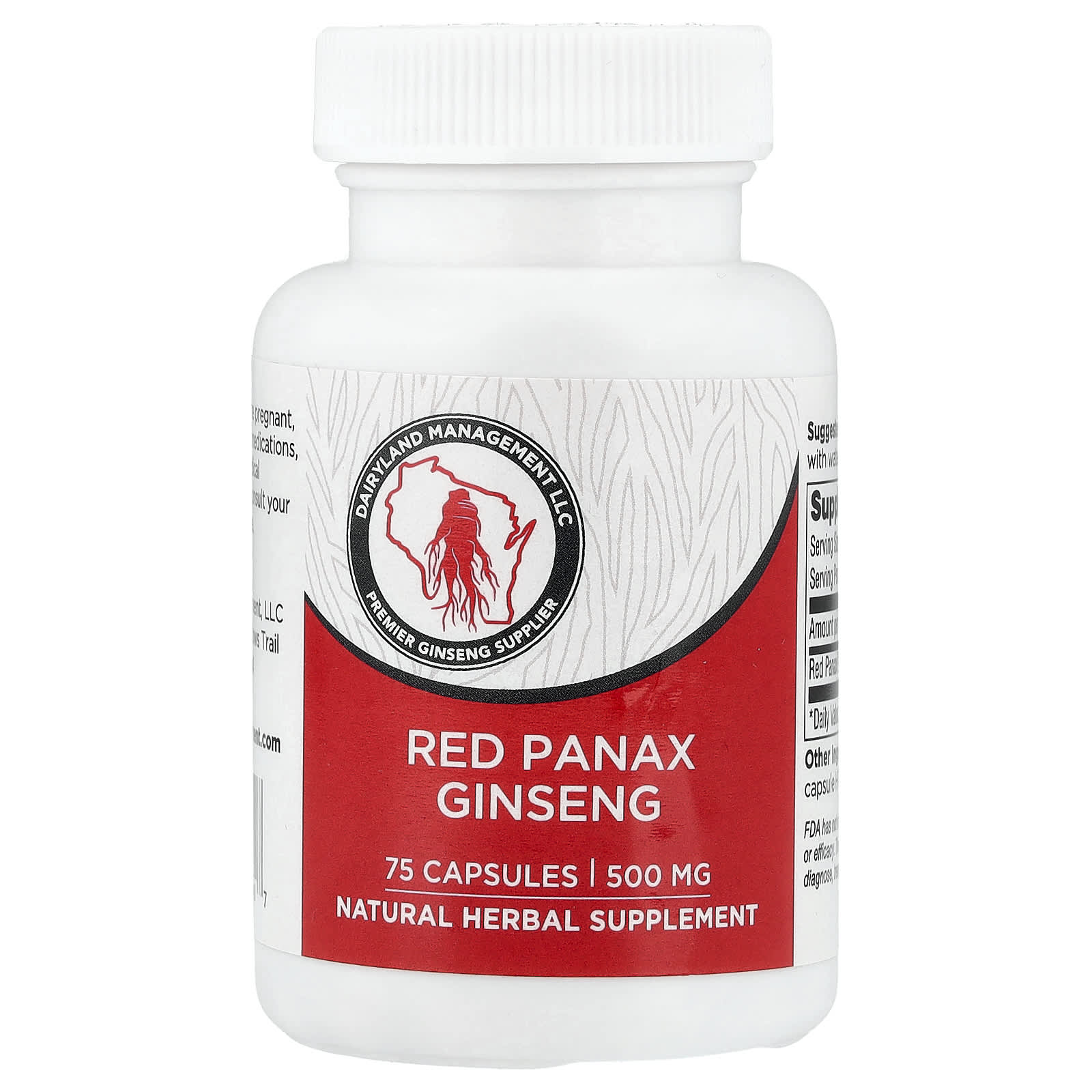 Dairyland Ginseng, женьшень обыкновенный, 500 мг, 75 капсул