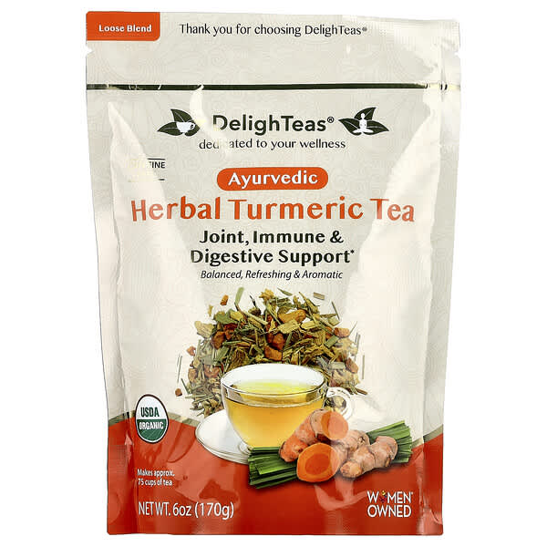 DelighTeas, 아유르베다 허브 강황 차, 카페인 무함유, 170g(6oz)