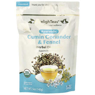 DelighTeas, Comino ayurvédico, cilantro e hinojo, Té herbal desintoxicante, Mezcla suelta, Sin cafeína, 140 g (5 oz)