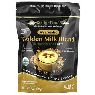 DelighTeas, Turmeric Tea Latte, Kurkuma-Tee-Latte, ayurvedische goldene Milchmischung, koffeinfrei, 140 g (5 oz.)