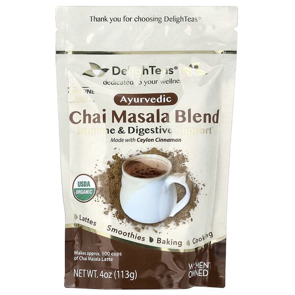 DelighTeas, 아유르베다 차이 마살라 블렌드, 카페인 무함유, 113g(4oz)