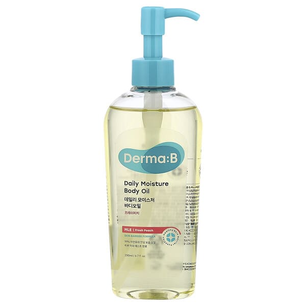 Derma:B, 데일리 모이스처 바디 오일, 프레시 피치, 200ml(6.7fl oz)