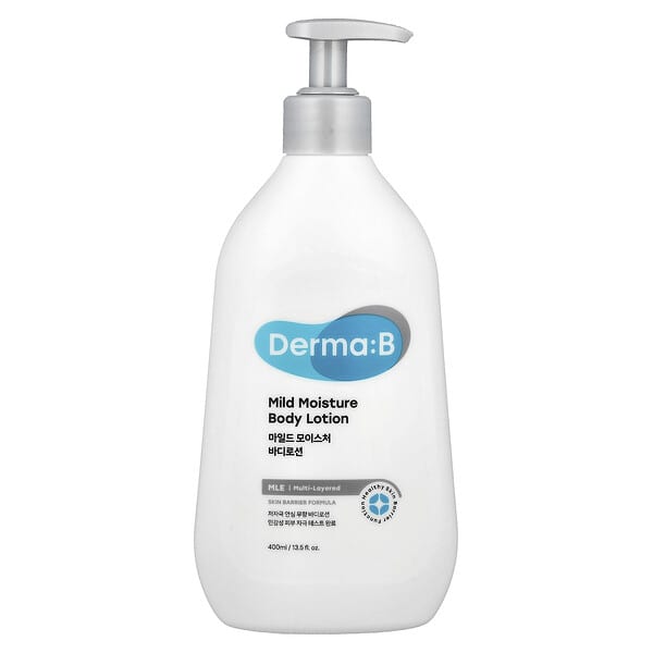 Derma:B, 마일드 모이스처 바디 로션, 무향, 13.5 fl oz(400 ml)