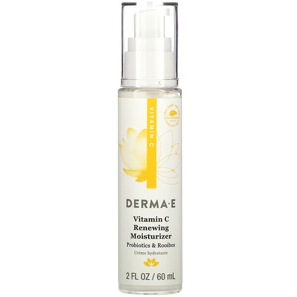 Derma E, ビタミンCリフレッシュ・モイスチャライザー、プロバイオティックス&ルイボス、2液量オンス (60 ml)