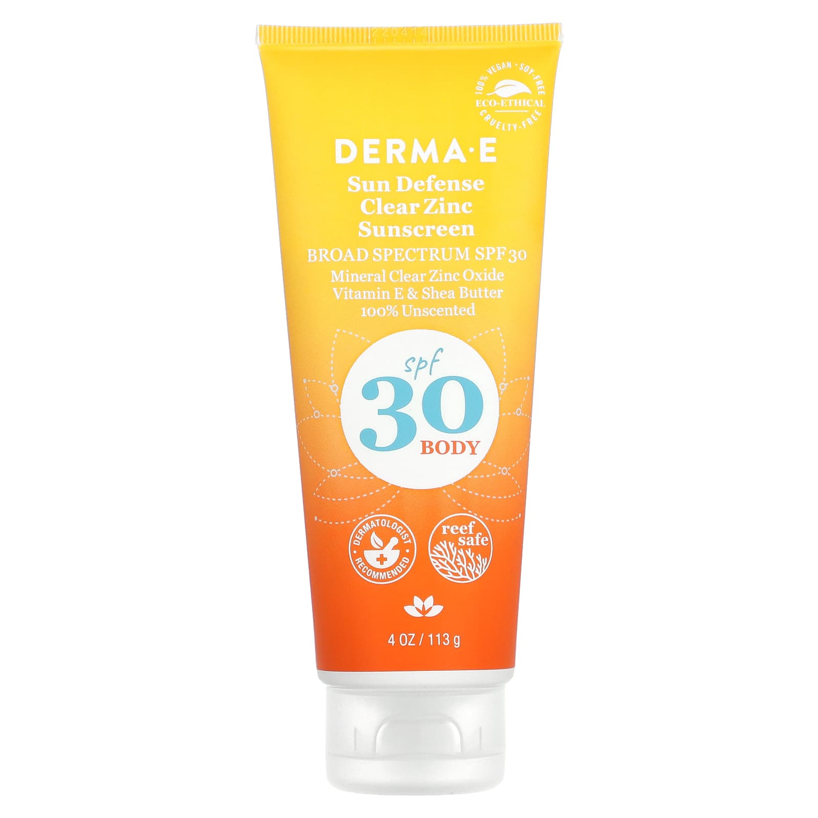 DERMA E, Sun Defense Clear Zinc Sunscreen, Body, SPF 30, Unscented, 4
