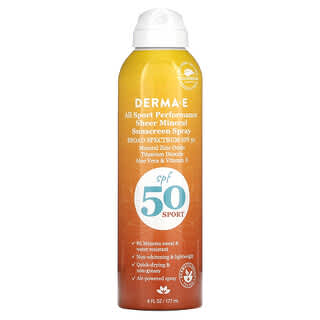 DERMA E, All Sport Performance Sheer Mineral Sunscreen Spray, SPF 50, 6 fl oz (177 ml)