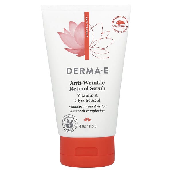 DERMA E, 주름 개선, 레티놀 스크럽, 113g(4oz)