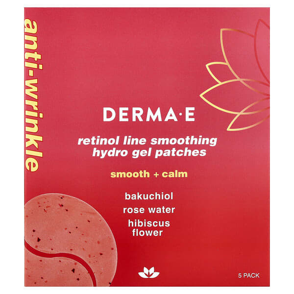DERMA E, 視黃醇平滑細紋水凝膠貼，適合所有膚質，5 片裝