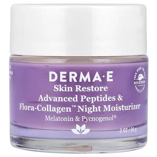 DERMA E, Hydratant de nuit avancé aux peptides et à la flore, 56 g