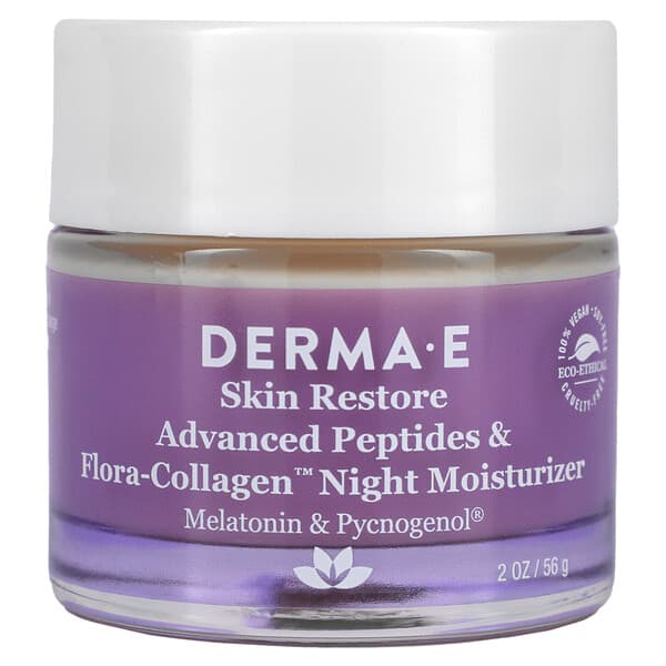 DERMA E, Advanced Peptides & Flora-Collagen Night Moisturizer, 2 oz (56 g)
