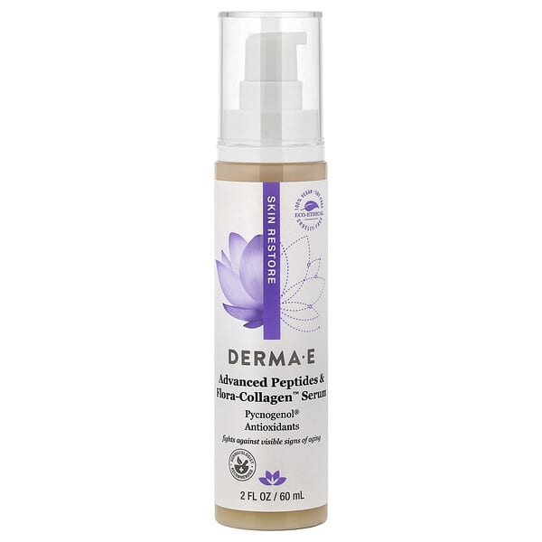 DERMA E, Advanced Peptides & Flora-Collagen™ Serum, 2 fl oz (60 ml)