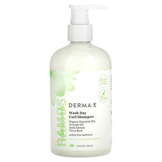 DERMA E, Ramos Clean Curls, Shampoo para Limpeza de Cachos de Dia, Para Cabelos Ondulados, Cacheados e Enrolados, 355 ml (12 fl oz)