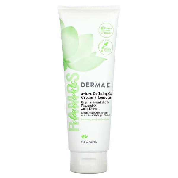 DERMA E, 라모스 클린 컬, 2-인-1 디파이닝 컬 크림 + 리브-인, 237ml(8fl oz)