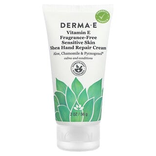 DERMA E, Crème réparatrice pour les mains au karité pour peaux sensibles, Vitamine E, Sans parfum, 56 g