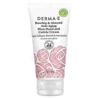 Derma E, Crème protectrice pour les mains et les cuticules au karité, Églantier musqué et amande, 56 g