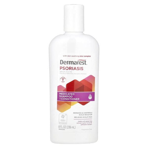 Dermarest, Psoriasis, Medicated Shampoo + Conditioner, Maximum Strength, Fragrance Free, 8 fl oz (236 ml)