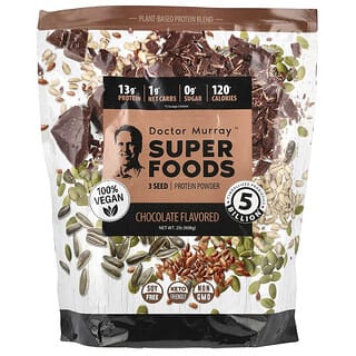 Dr. Murray's‏, Super Foods, אבקת חלבון מ-3 זרעים, שוקולד, 908 גרם (2 ליברות)