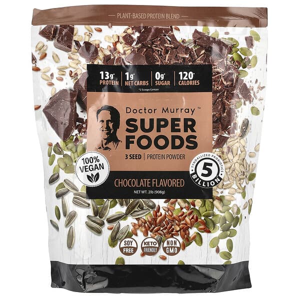 Dr. Murray's, SuperFood，3 種籽蛋白質粉，南瓜籽 + 亞麻籽 + 葵花籽，巧克力味，2 磅（908 克）