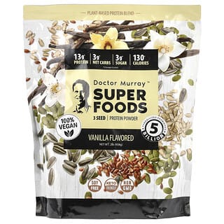Dr. Murray's‏, Super Foods, אבקת חלבון מ-3 זרעים, וניל, 908 גרם (2 ליברות)