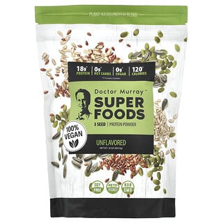 Dr. Murray's, Super Foods, 3 Seed Protein Powder, Pumpkin + Flax + Sunflower, Unflavored, 16 oz (453.5 g)