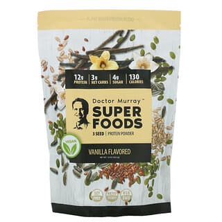 Dr. Murray's, Super Foods, Proteína de 3 semillas en polvo, Vainilla, 453,5 g (16 oz)