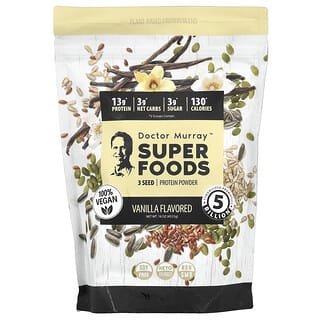 Dr. Murray's, SuperFood，3 種子（南瓜、亞麻和葵花籽）全素蛋白質粉，香草味，16 盎司（453.5 克）