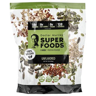 Dr. Murray's, Super Foods, 3-zaden eiwitpoeder, pompoen + lijnzaad + zonnebloem, ongeparfumeerd, 2 lb (908 g)