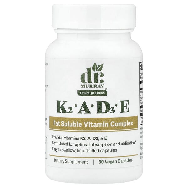 Dr. Murray's, K2, A, D3, E, 30 Vegan Capsules