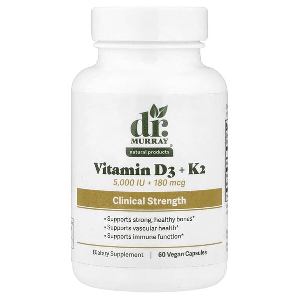 Dr. Murray's, Vitamin D3 + K2, 60 Vegan Capsules