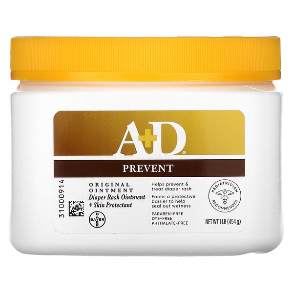 A+D, Original Ointment, мазь от пеленочной сыпи и средство для защиты кожи, 454 г (1 фунт)