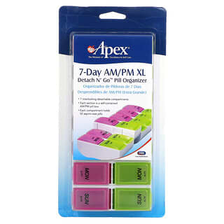 Apex, 7 jours AM/PM XL, Pilulier Detach N' Go, 1 comprimé à pilules