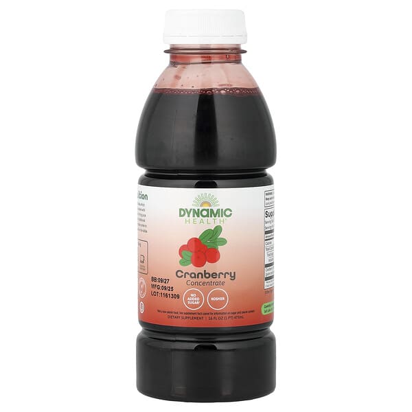 Dynamic Health, 퓨어 크랜베리, 100% 농축 과즙, 무가당, 473ml(16fl oz)