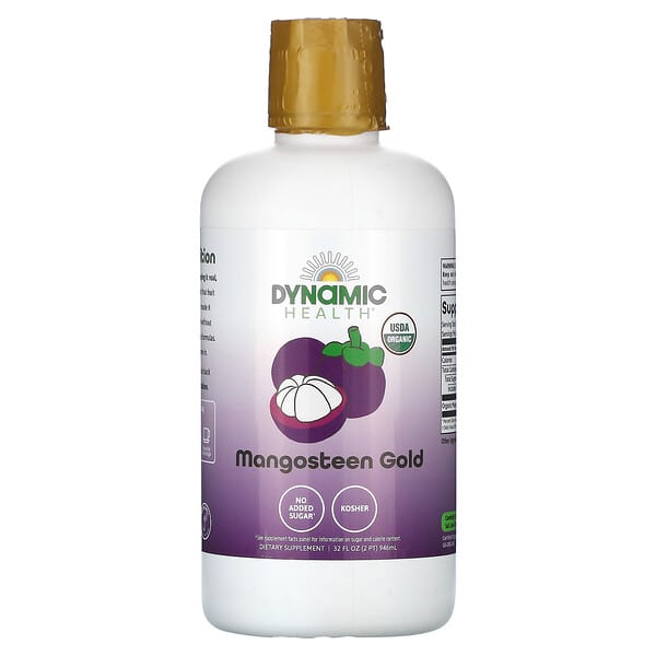 Dynamic Health Laboratories, 認定有機栽培マンゴスチーンゴールド、100％ジュース、32fl oz（946ml）