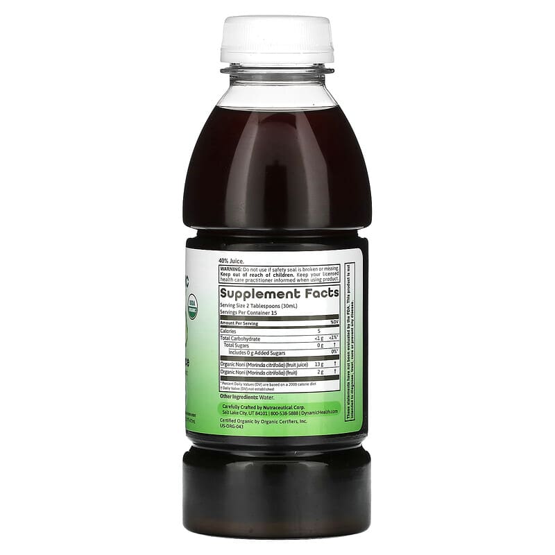 認定オーガニック ノニジュース、473ml（16液量オンス）