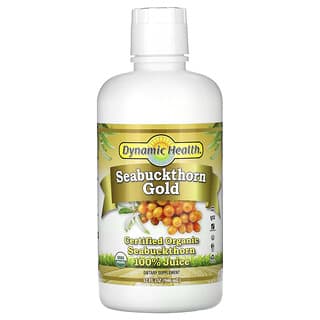 Dynamic Health, Olivello spinoso Gold, succo di olivello spinoso biologico certificato al 100%, 946 ml