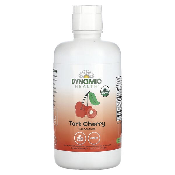 Dynamic Health, Сертифицированная органическая терпкая вишня, 100 % концентрат сока, без сахара, 946 мл (32 жидких унции)