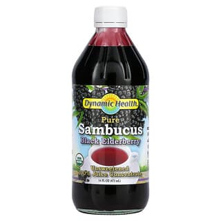 Dynamic Health  Laboratories, Pure Sambucus Black Elderberry, 100% Juice Concentrate, Unsweetened, 16 fl oz (473 ml)