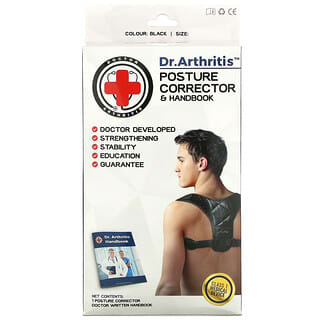 Doctor Arthritis, Corrector de postura y manual, Medio, Negro, 1 corrector